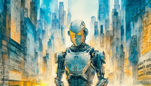 Wallpaper Mural Futuristic Humanoid Robot Android Cyborg Artificial Intelligence Concept Torontodigital.ca