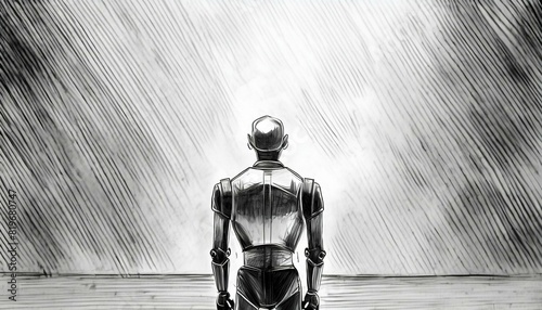 Futuristic Humanoid Robot Android Cyborg Artificial Intelligence Concept
