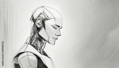Futuristic Humanoid Robot Android Cyborg Artificial Intelligence Concept