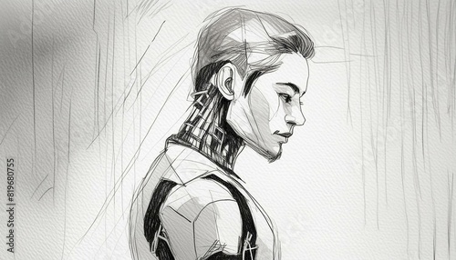 Futuristic Humanoid Robot Android Cyborg Artificial Intelligence Concept