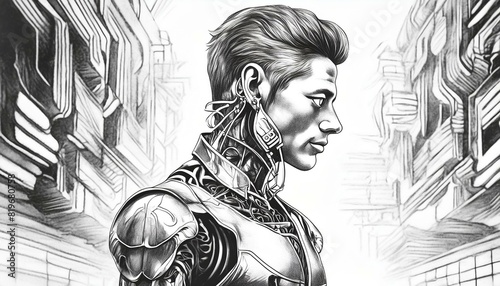 Futuristic Humanoid Robot Android Cyborg Artificial Intelligence Concept