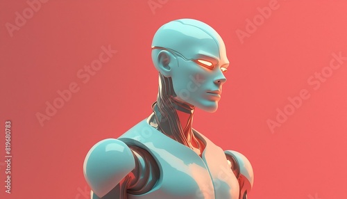 Futuristic Humanoid Robot Android Cyborg Artificial Intelligence Concept