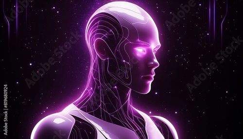 Futuristic Humanoid Robot Android Cyborg Artificial Intelligence Concept