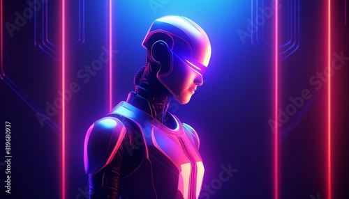Futuristic Humanoid Robot Android Cyborg Artificial Intelligence Concept
