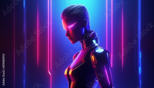 Futuristic Humanoid Robot Android Cyborg Artificial Intelligence Concept