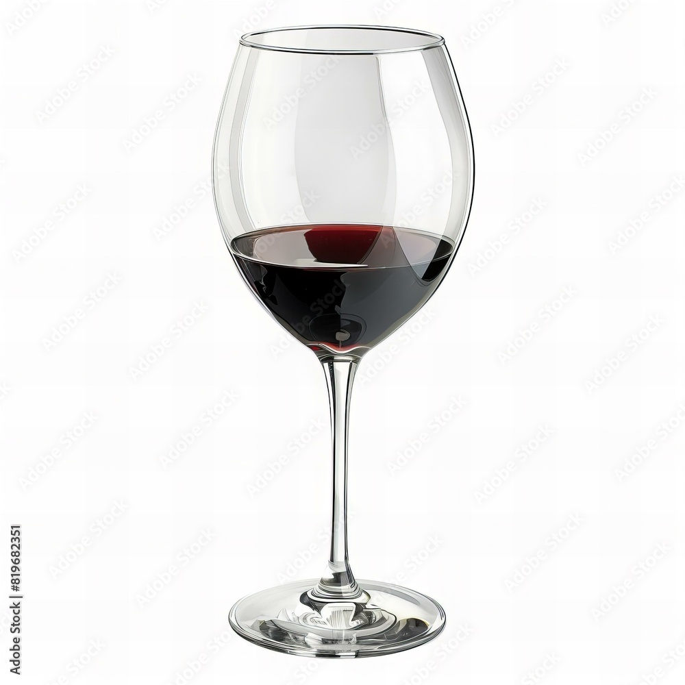 Digital artwork of wine glass , isolated on white background , high quality, high resolution