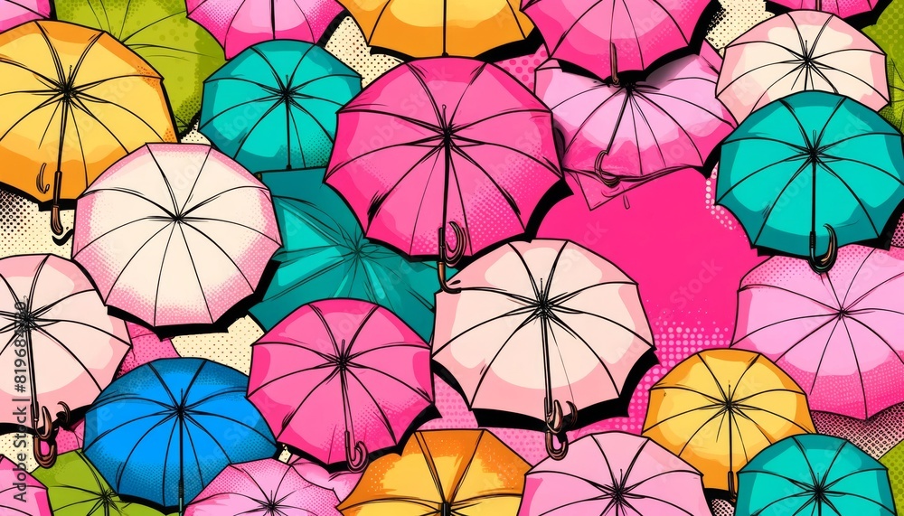 Naklejka premium カラフルな傘のパターン背景