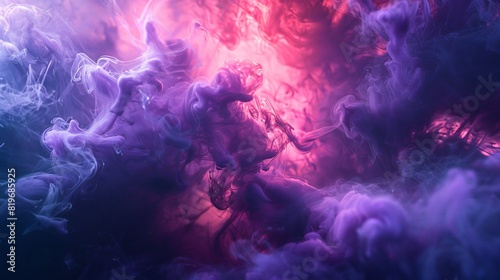 abstract smoke pink and purple color background, smoke in water, fluid ink cloud, dark fantasy