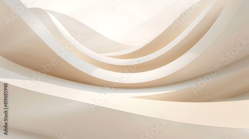Geometric Harmony: Abstract Minimalist Background with Layered Shapes and Curved Lines in Soft Light