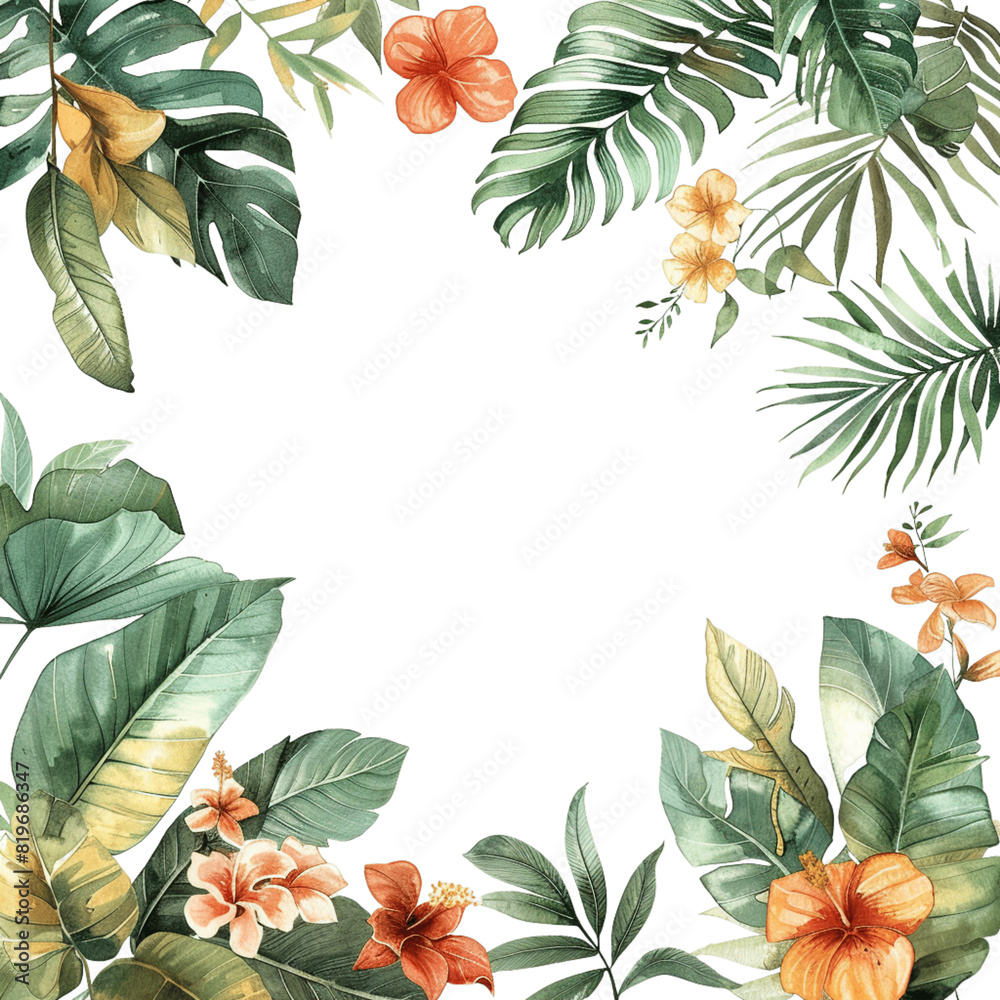 Fototapeta premium exotic tropical leaves at the bottom - 1