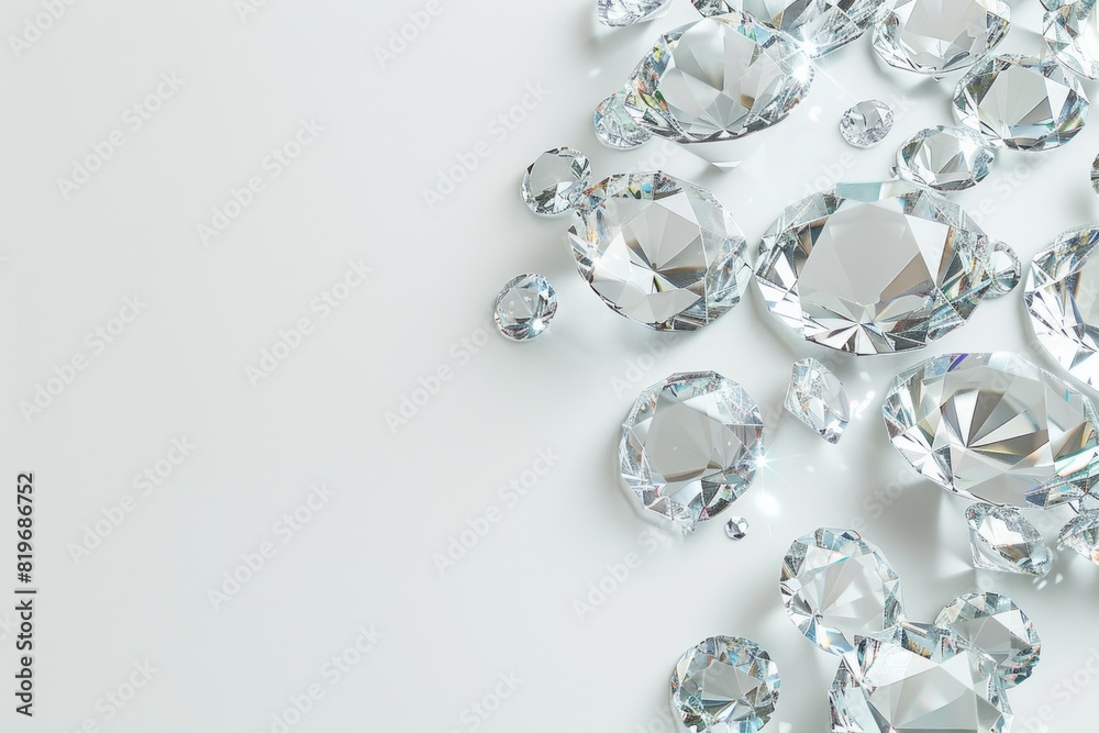 Many white diamonds of various sizes floating on the surface Many white diamonds of various sizes floating on the surface