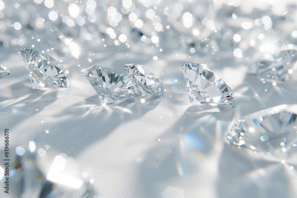 Many white diamonds of various sizes floating on the surface Many white diamonds of various sizes floating on the surface