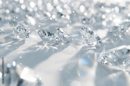 Many white diamonds of various sizes floating on the surface