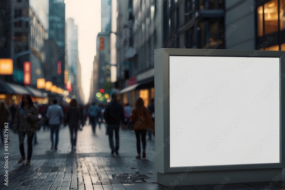 a blank white billboard mockup in urban busy street,  billboard mockup 