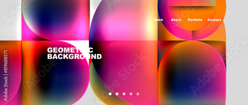 Geometric abstract glassmorphism with circles and squares. Vector Illustration For Wallpaper, Banner, Background, Card, Book Illustration, landing page