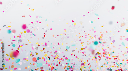 Colorful confetti on a white background in flat