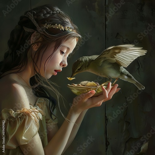 girl and bird