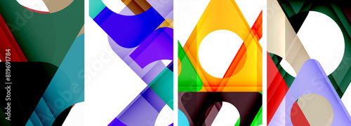 Abstract background set featuring captivating triangles. Harmonious blend of geometry and style, these designs bring modern flair