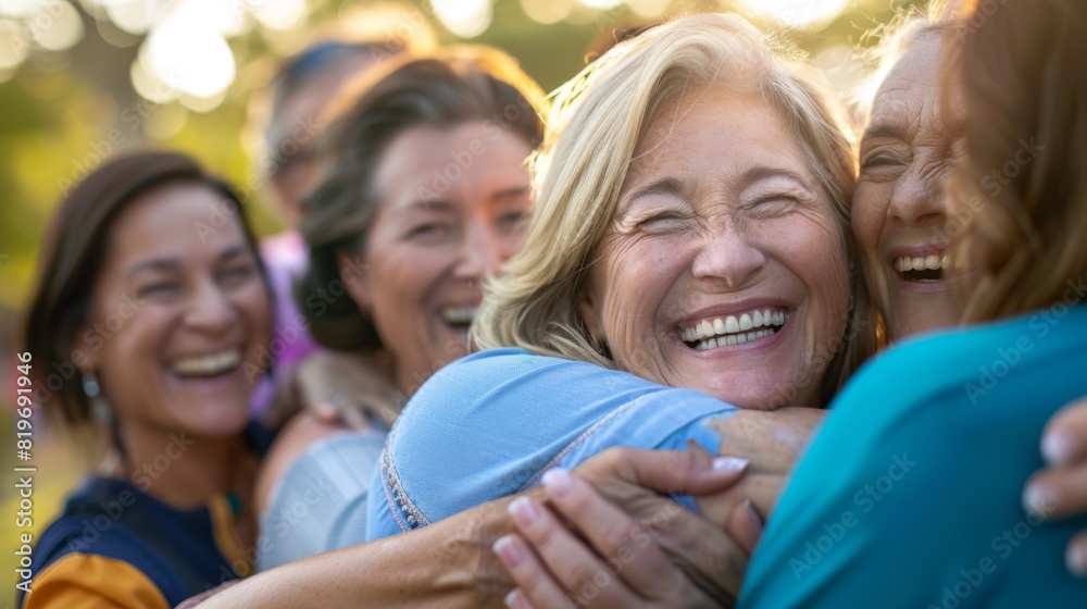 Happy Women Embracing Outdoors