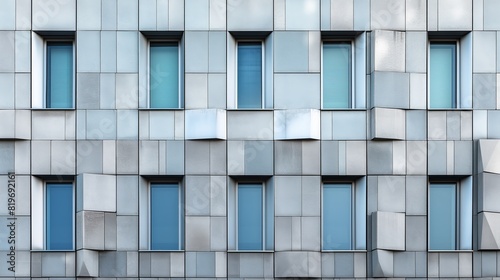 Detailed view of a building featuring numerous windows on its facade