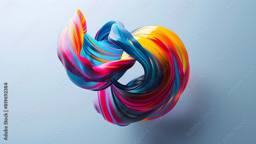  An intriguing abstract logo mark, characterized by fluid shapes and vibrant colors, captured with high-definition clarity against a solid background. 
