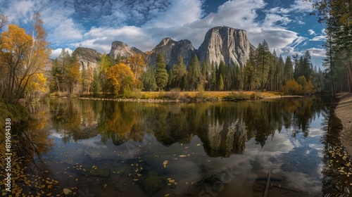 Yosemite Valley Landscape and River, California