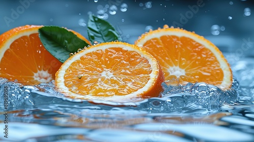   A cluster of oranges resting atop a body of water  adorned with foliage on their surfaces