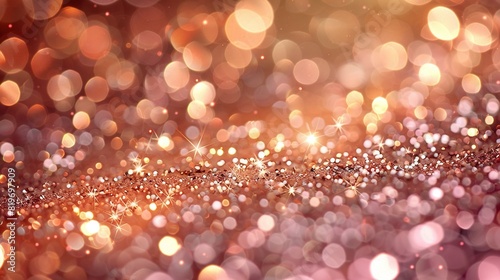   A blurred image on a glittery background  with light emanating from above