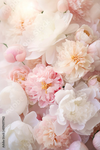 peony flower heads background soft colors
