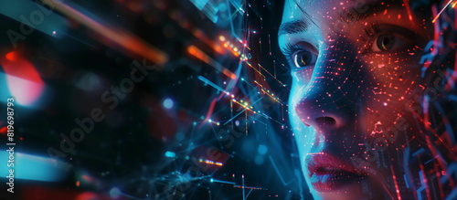 Big Digital Systems  Seamless Connectivity  and the Essence of Conceptual Technology.Face of futuristic and Innovative Imagery AI and Automation use of artificial intelligence and automation in busine