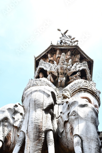 Thai temple's wood architecture verticle