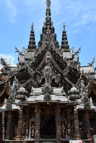 Thai Wooden temple verticle
