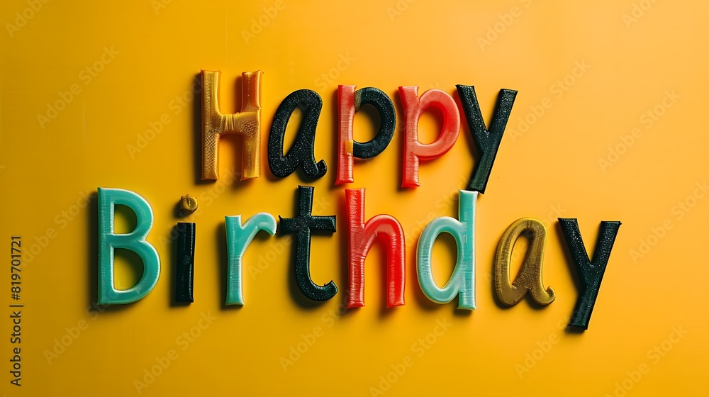 Happy Birthday written with beautiful stylish letters on a plain marigold background