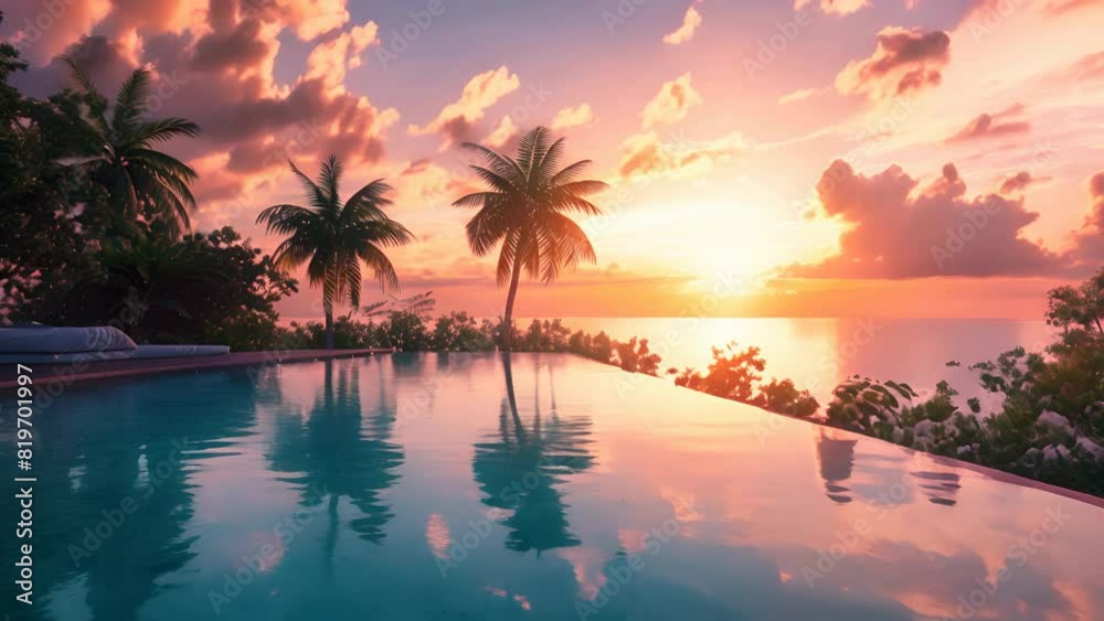Tropical Sunset, Infinity Pool Overlooking Ocean Tropical Sunset, Infinity Pool Overlooking Ocean