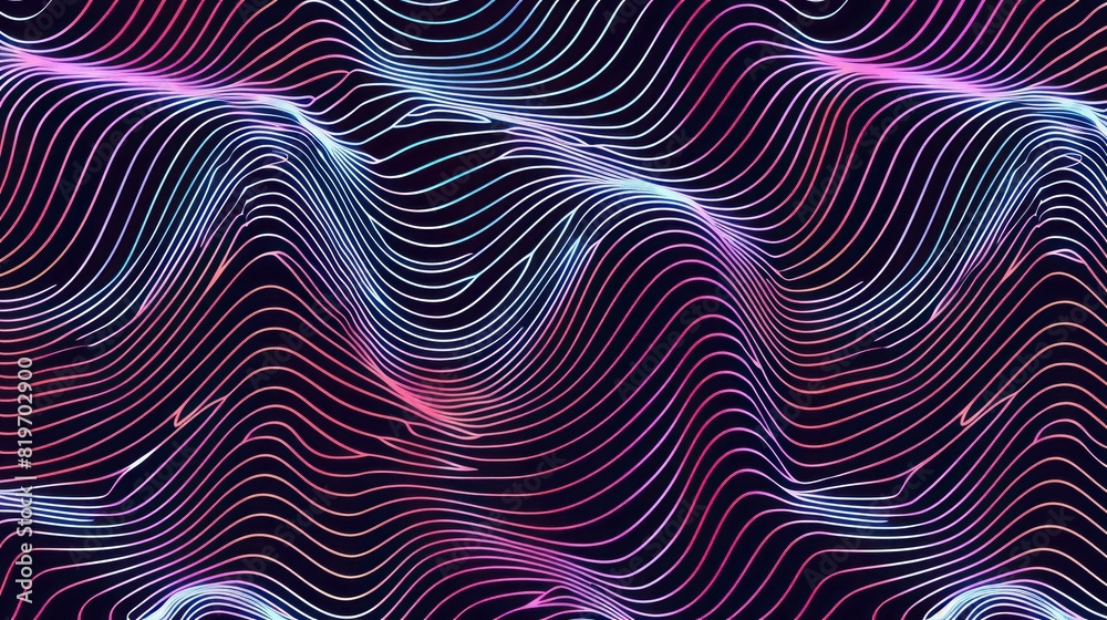 Seamless repeating pattern of digital eye wave lines, suitable for use in textiles, packaging, or digital art. Seamless repeating pattern of digital eye wave lines, suitable for use in textiles, packaging, or digital art.