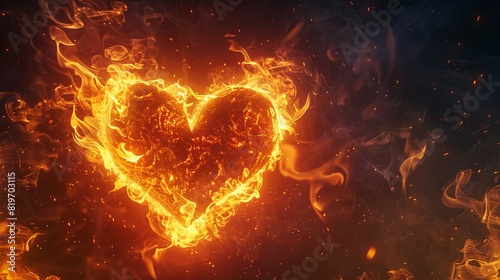 Heart in the flames of fire 