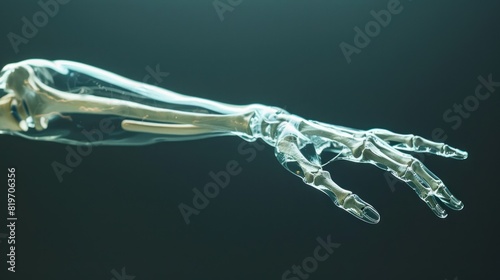 Image of human arm bone isolated 3D hologram. Medical concept. new technology