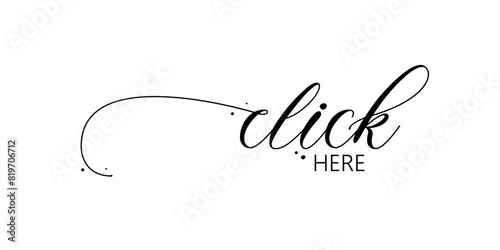 click here sign on white background	 photo