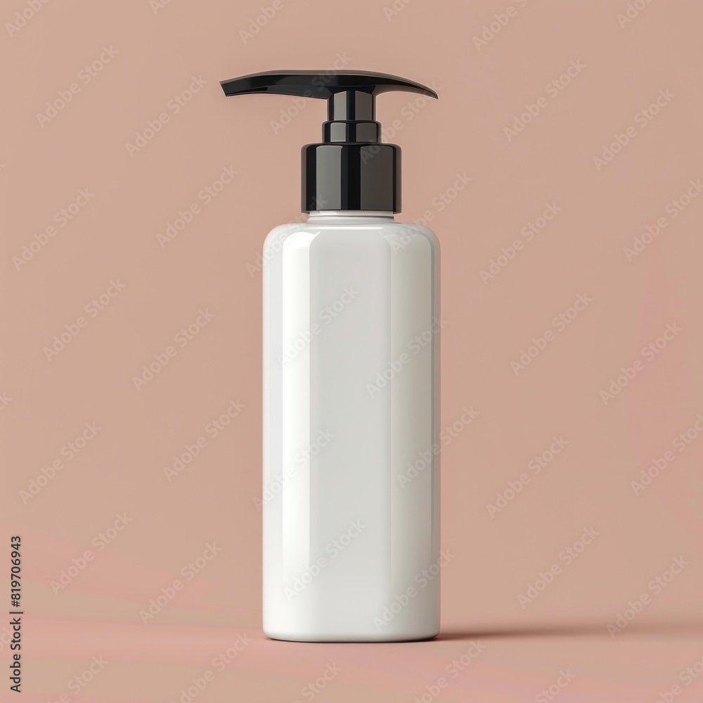 Collection of white plastic cosmetic bottles and containers, including dispenser pumps, isolated on white background