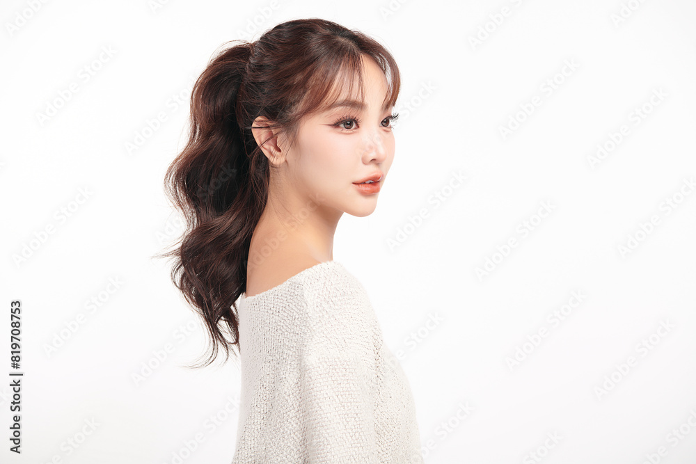 Beautiful young asian woman with clean fresh skin on white background, Face care, Facial treatment, Cosmetology, beauty and spa, Asian women portrait. Beautiful young asian woman with clean fresh skin on white background, Face care, Facial treatment, Cosmetology, beauty and spa, Asian women portrait.