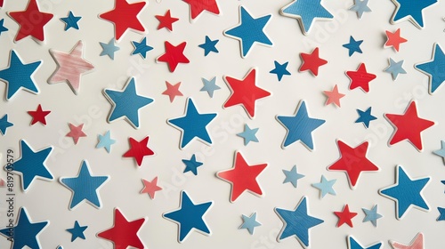 Patriotic star stickers, clean white background