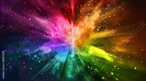 Vibrant rainbow powder explosion abstract vector illustration  adding a sense of excitement and energy to any design concept.