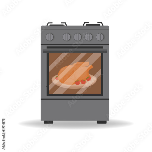 Obraz na płótnie Kitchen gas stove icon. The household equipment. isolated on a white background.Vector w salonie