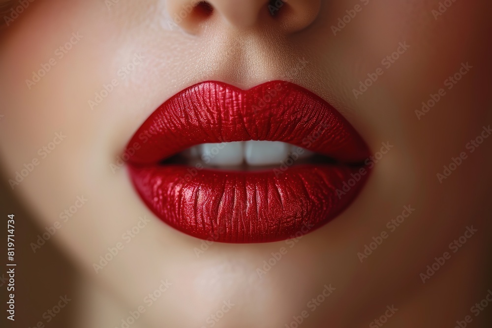 Bold Lipstick Look Close-up of bold lipstick application, featuring vibrant and statement lip color Bold Lipstick Look Close-up of bold lipstick application, featuring vibrant and statement lip color