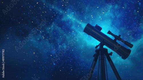 Stargazing Wonder Telescope Glowing Blue Light on Tripod
