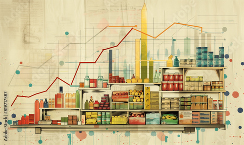 The increase in the cost of goods and services is shown by an upward trend in the chart, indicating the inflationary impact on small households.