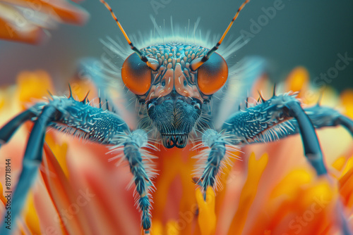 grasshopper on a flower Generative AI  © ukasz