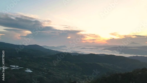 panned hyperlapse of kinabalu mountains during sunrise