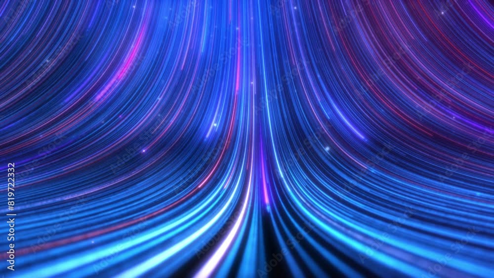 Abstract pink blue light trail creative cosmic background. Explosion, Hyper jump into another galaxy. Speed of light, neon glowing rays in motion.
