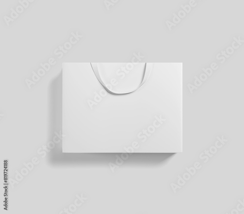 white shopping bag for branding with place for your brand name or text, Mockup, 3d rendering, isolated on light background.